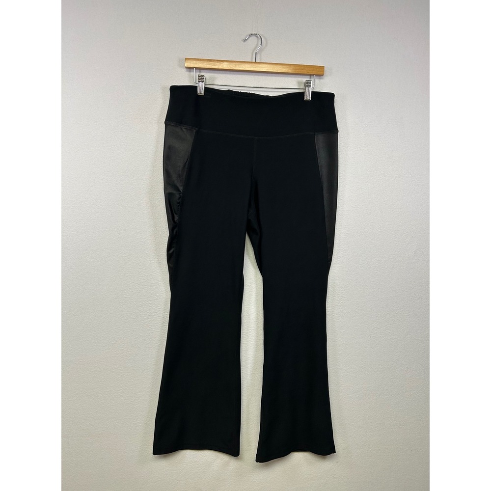Athleisure Nine West Active Womens 2X Black Flare Leg Side‎ Panel Yoga Pants